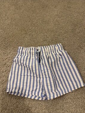 Cat & Jack Blue and White Striped Kids Swim Trunks
